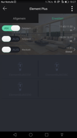 Benenne die Lampe in der Element App um.